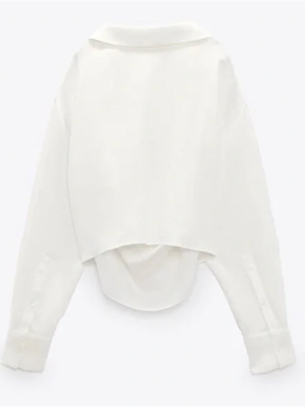 Zara White Linen Draped Collar Button-Down Blouse - Picture 8 of 8